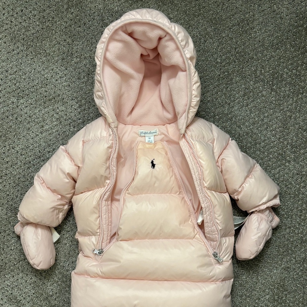 Ralph Lauren Water-Repellent Hooded Down Bunting (6M) - Hint of Pink